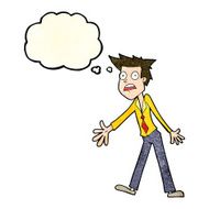 cartoon stressed man with thought bubble N18