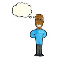 cartoon annoyed balding man with thought bubble N2