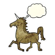 cartoon unicorn with thought bubble N7