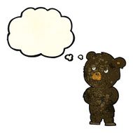 cartoon black bear cub with thought bubble N16