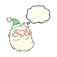 cartoon santa claus face with thought bubble N2