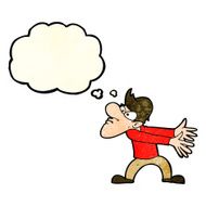 cartoon annoyed man gesturing with thought bubble N3