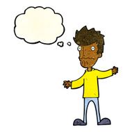 cartoon nervous man with thought bubble N32