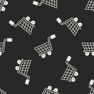 shopping cart doodle drawing seamless pattern background N7