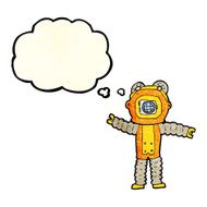 cartoon deep sea diver with thought bubble N7