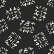 coffee shop sign doodle drawing seamless pattern background