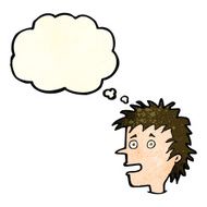 cartoon excited boy with thought bubble N34