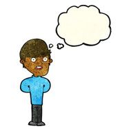 cartoon happy man with thought bubble N96