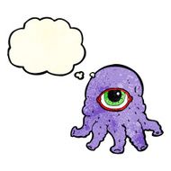 cartoon alien head with thought bubble N3