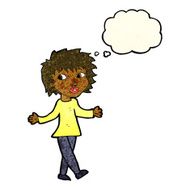 cartoon woman with no worries thought bubble N8