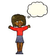 cartoon excited woman with thought bubble N27