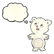 cartoon happy little polar bear with thought bubble N4