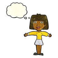 cartoon excited woman with thought bubble N28