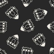 spaceship doodle drawing seamless pattern background