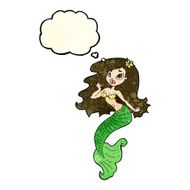 cartoon pretty mermaid with thought bubble N9