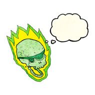 cartoon flaming pirate skull with thought bubble N3