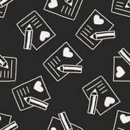 love letter doodle drawing seamless pattern background N2