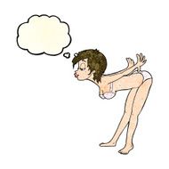 cartoon pin up girl in underwear with thought bubble N2