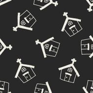 chruch doodle drawing seamless pattern background