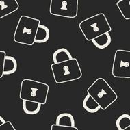 lock doodle drawing seamless pattern background