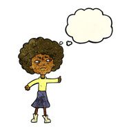 cartoon annoyed old woman with thought bubble N5
