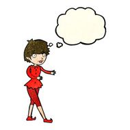 cartoon christmas elf woman with thought bubble N3