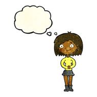 cartoon happy woman with thought bubble N62