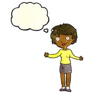 cartoon confused woman with thought bubble N18