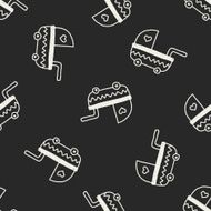 baby stroller doodle drawing seamless pattern background