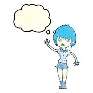 cartoon vampire girl with thought bubble N53