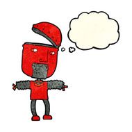 funny cartoon robot with open head thought bubble N2