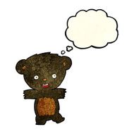 cartoon teddy black bear cub with thought bubble N3
