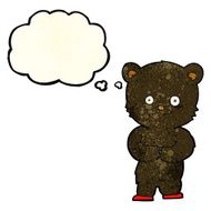 cartoon teddy black bear cub with thought bubble N4