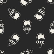 feeding bottle doodle drawing seamless pattern background