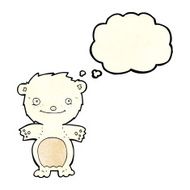 cartoon happy little polar bear with thought bubble N5