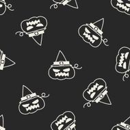 halloween pumpkin doodle drawing seamless pattern background N2