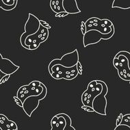owl doodle drawing seamless pattern background