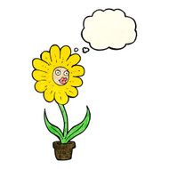 cartoon flower with thought bubble N11