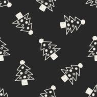 Christmas tree doodle drawing seamless pattern background N4