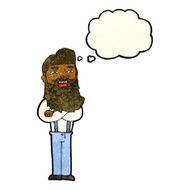 cartoon happy man with beard thought bubble N10