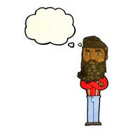 cartoon serious man with beard thought bubble N5