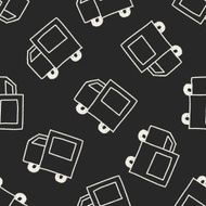 truck doodle drawing seamless pattern background N3