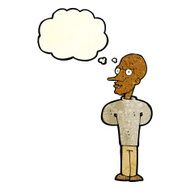 cartoon evil bald man with thought bubble N3