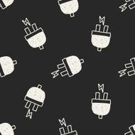 plug doodle drawing seamless pattern background N2