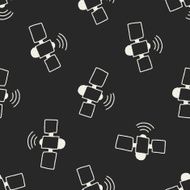 Satellite doodle drawing seamless pattern background N2
