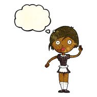 cartoon waitress making hand gesture with thought bubble N3