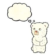 cartoon polar bear cub with thought bubble N16