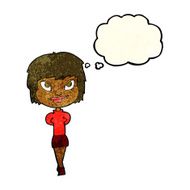 cartoon happy woman with thought bubble N64