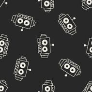 robot doodle drawing seamless pattern background