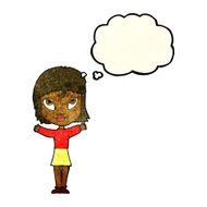 cartoon woman with open arms thought bubble N25